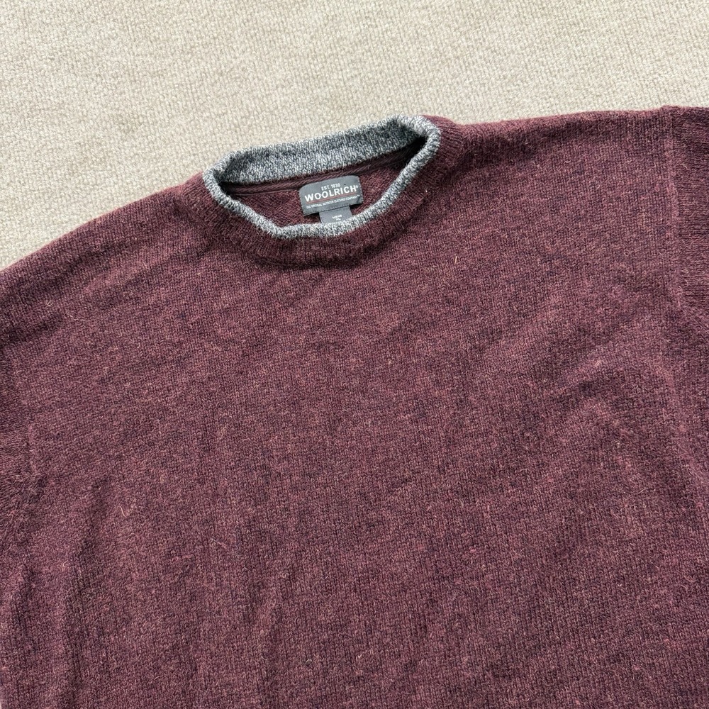 Vintage Woolrich Wool Sweater Men's Sz XL Dark Merlot